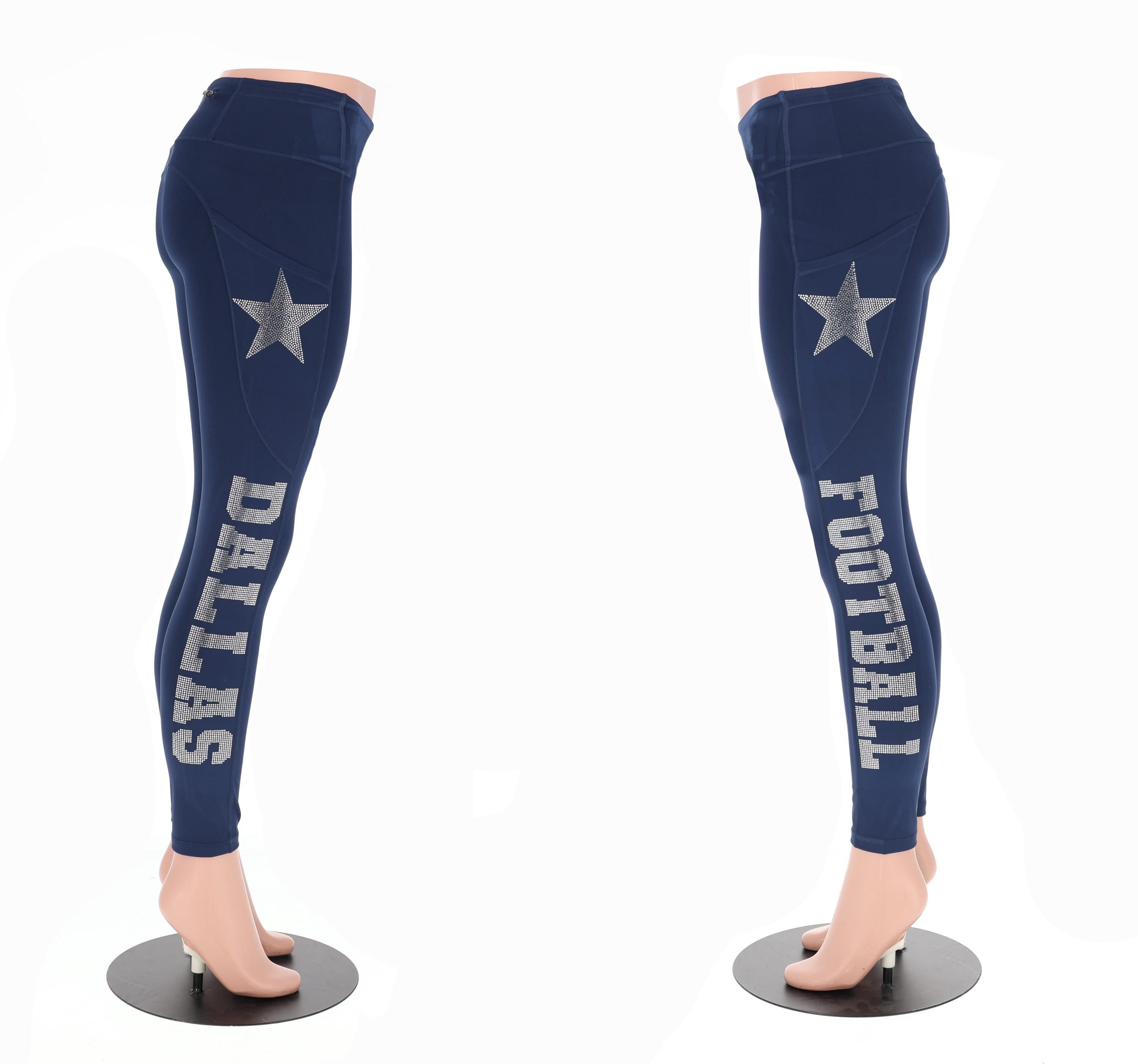 Dallas Rhinestone Football Leggings: Team Fan Active Wear