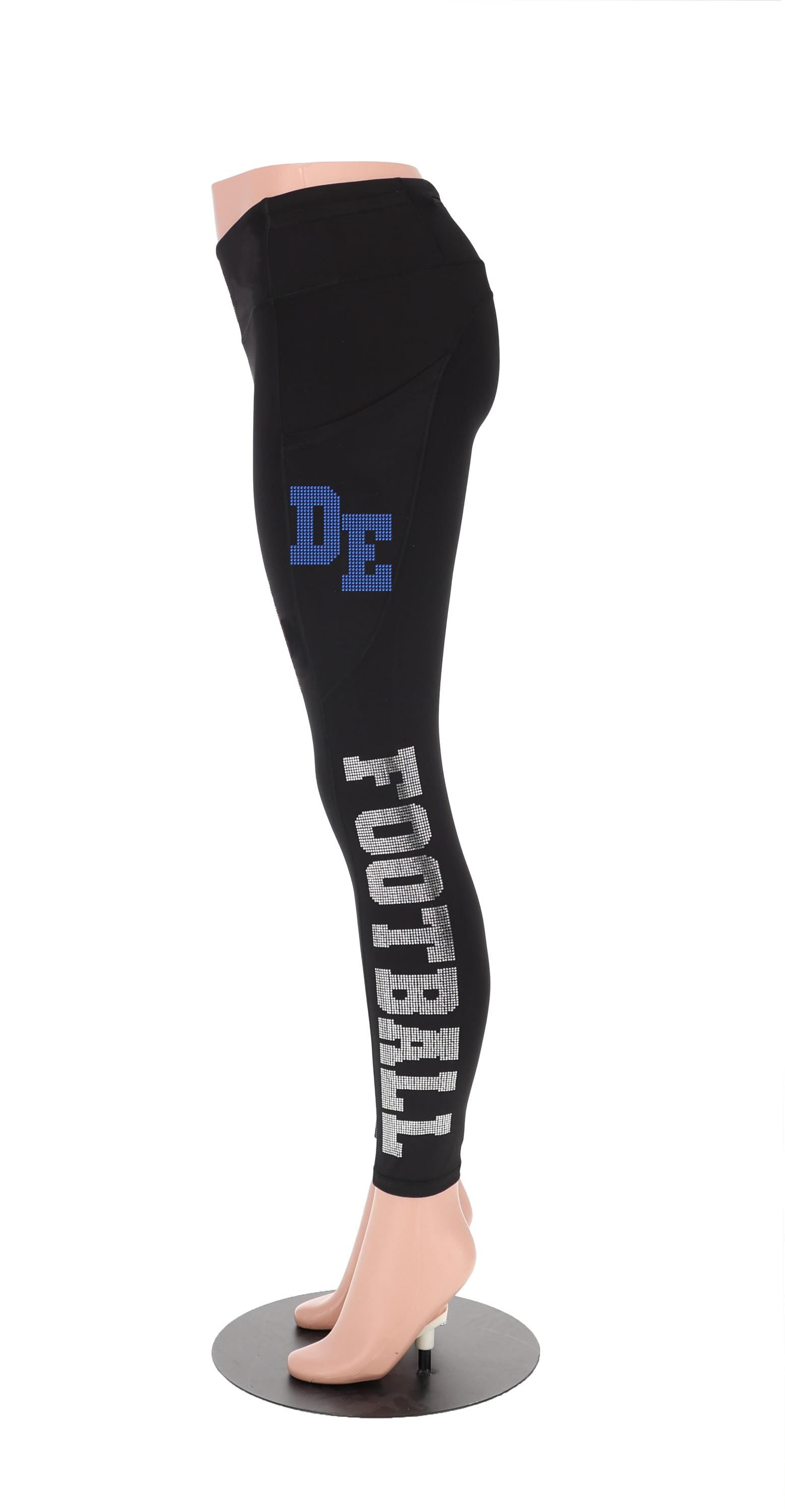 Detroit Rhinestone Football Leggings: Glitter Fan Yoga Pants