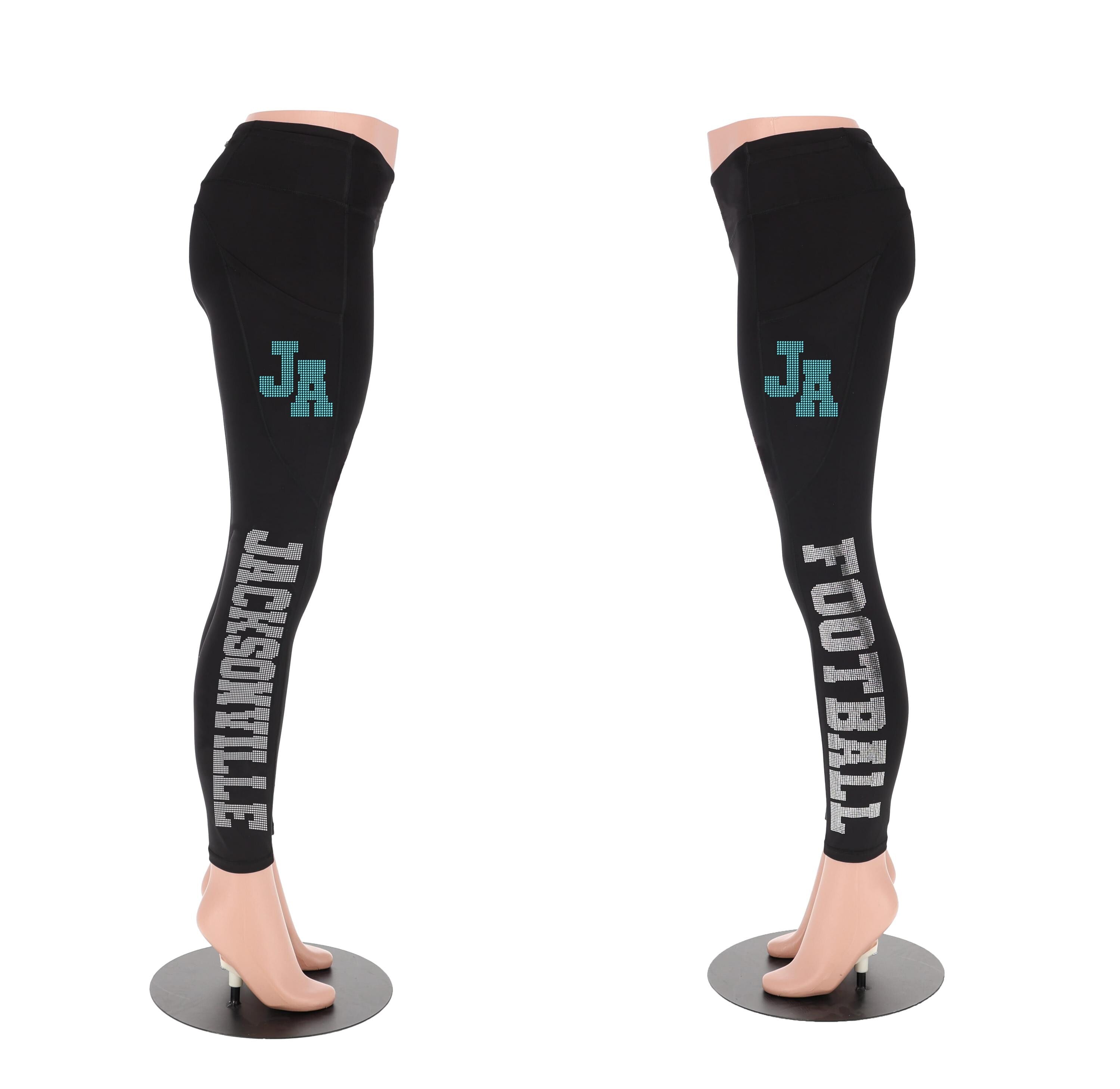 Jacksonville Rhinestone Football Leggings: Sparkling Game Day Yoga Pants