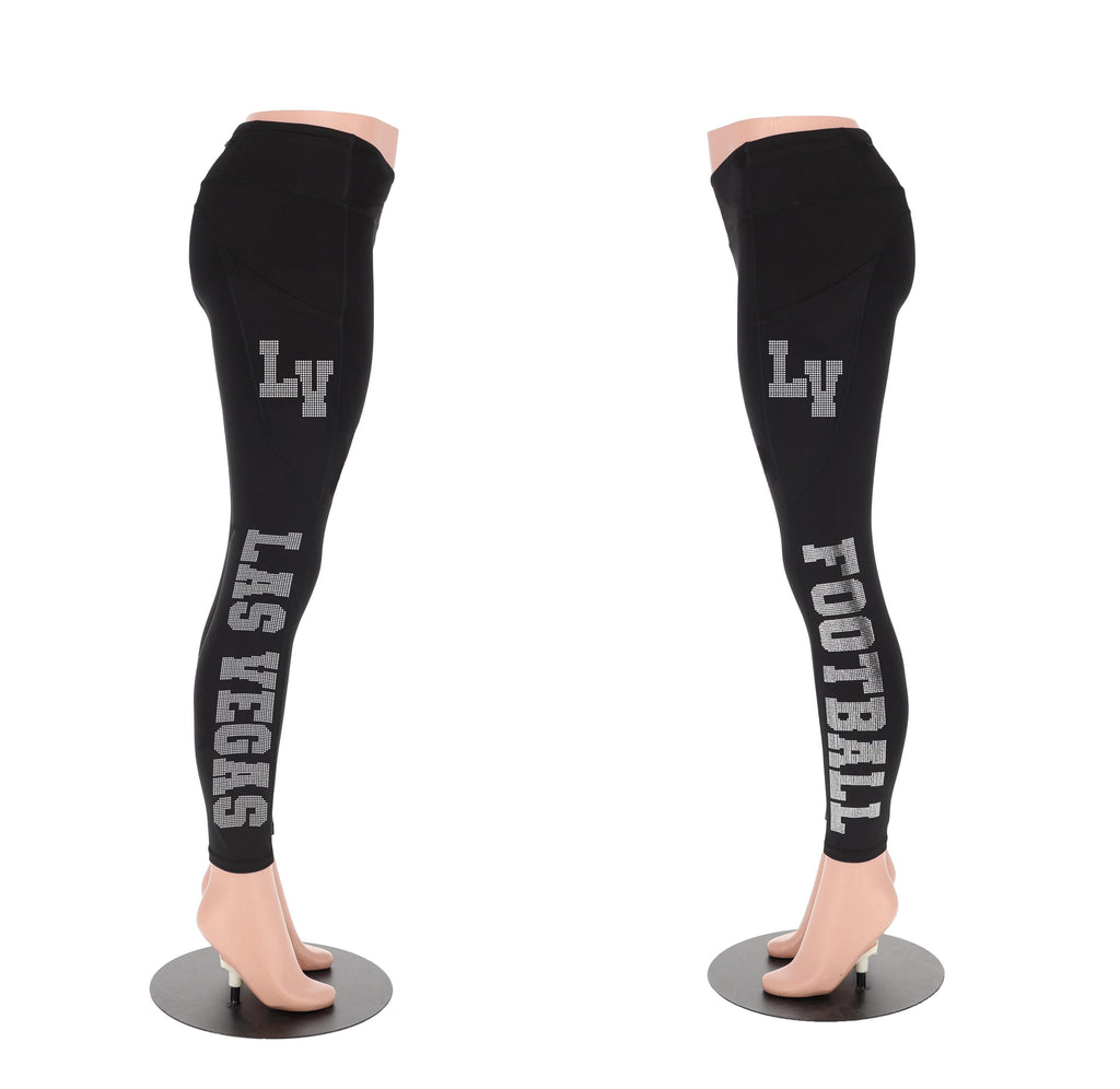 Las Vegas Rhinestone Football Leggings: Sparkling Active Wear