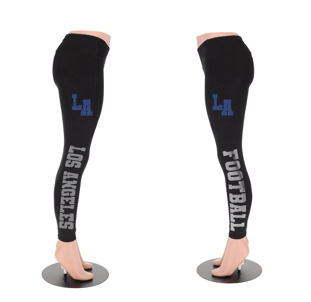 Los Angeles Rhinestone Football Leggings: Sparkle Game Day Style