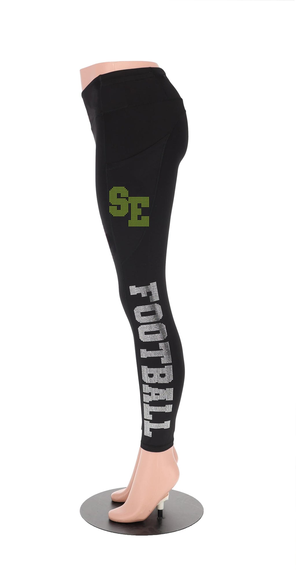 Seattle Rhinestone Football Leggings: Bling Fan Sport Activewear