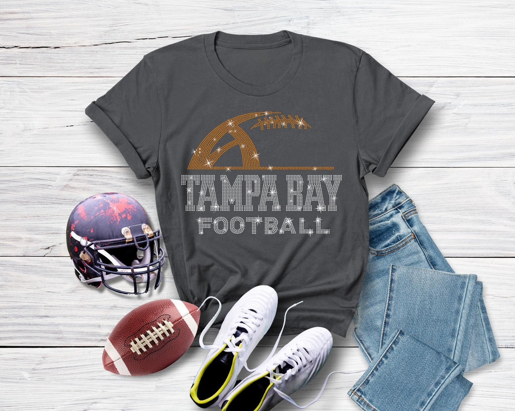 Tampa Bay Rhinestone Football T-Shirt: Trendy Retro Sport Tee