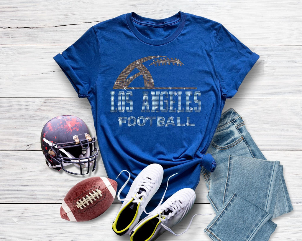 Los Angeles Rhinestone Football T-Shirt: Retro Game Day Unisex Tee
