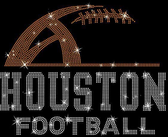 Houston Rhinestone Football T-Shirt: Comfort Colors Game Day Top