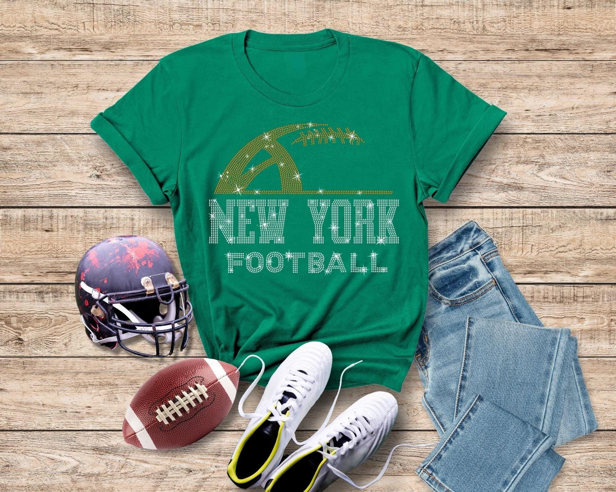 New York Rhinestone Football T-Shirt: Game Day Bling Sport Shirt Secondary image