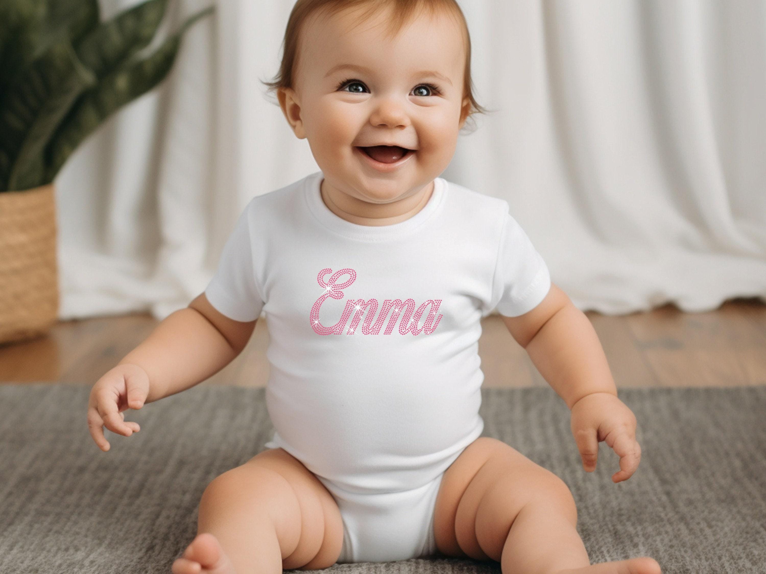 Custom Rhinestone Baby Onesie: Personalized Name Bling