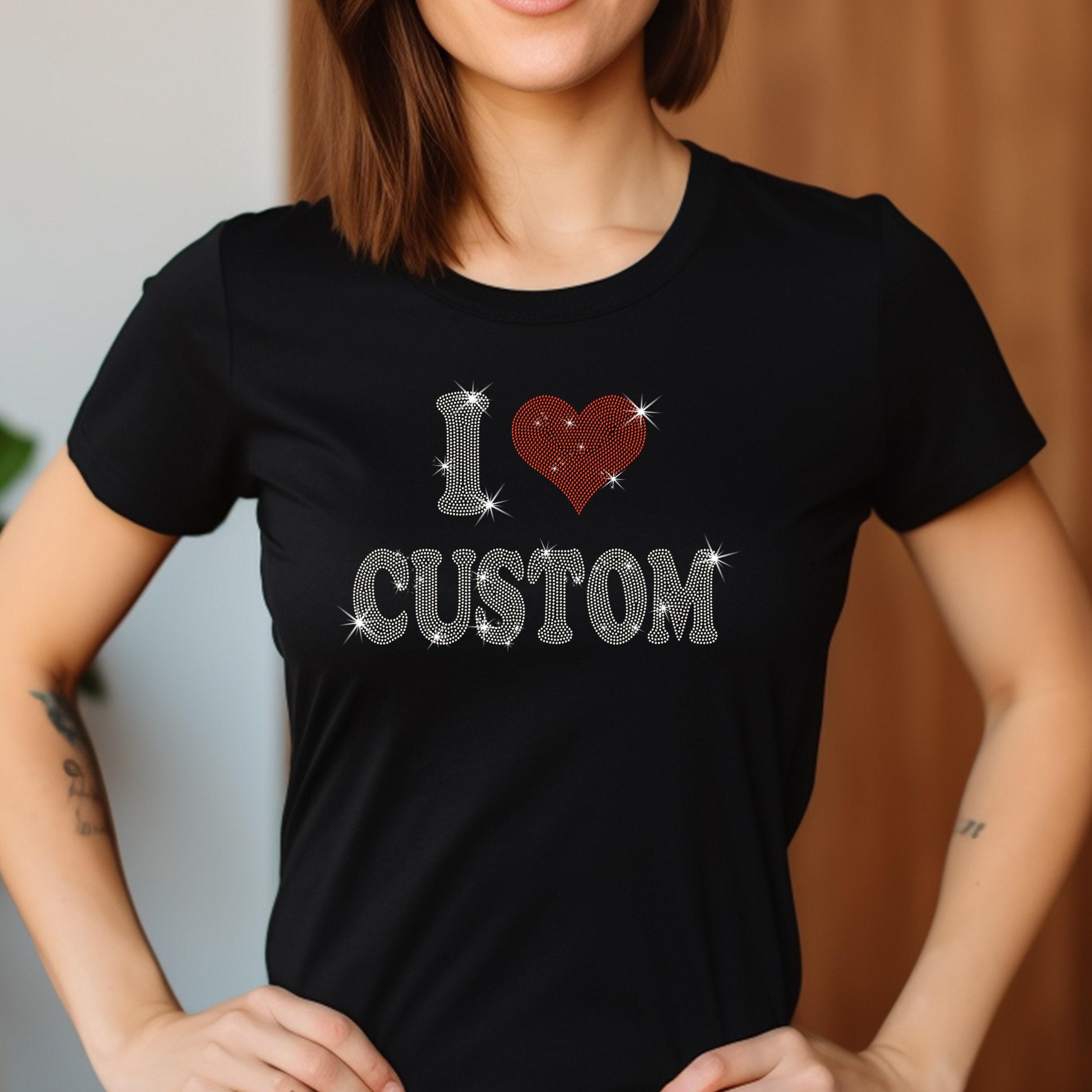 Custom Rhinestone T-Shirt: Personalized Text Tee