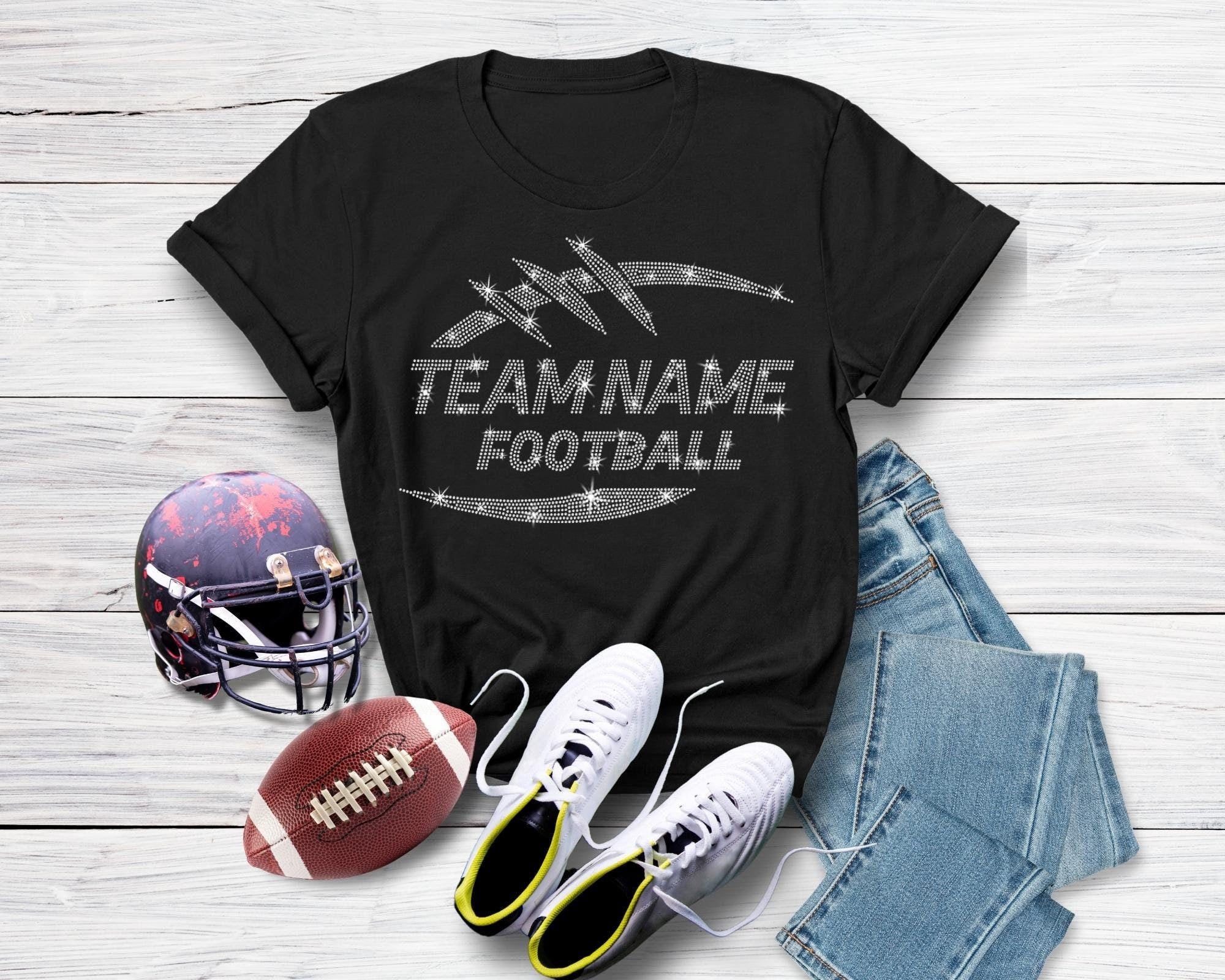 Custom Football Team Rhinestone T-Shirt: Personalized Sports Tee