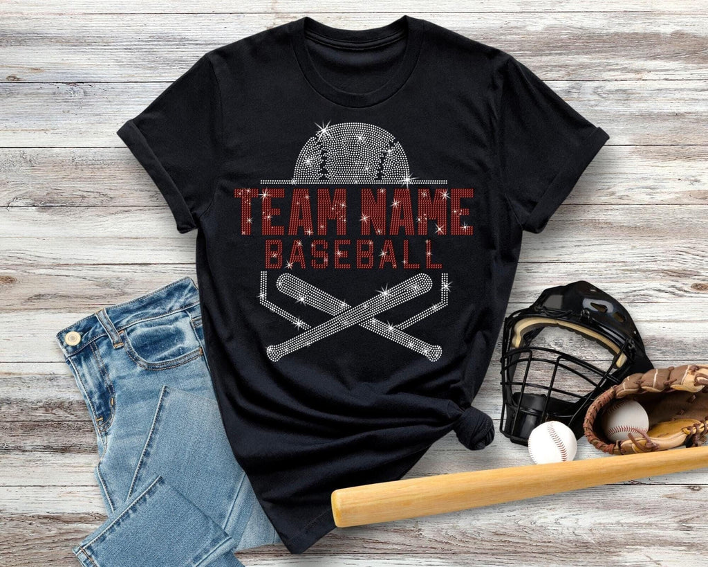 Custom Team Name Baseball Rhinestone T-Shirt: Gameday Sports Tee