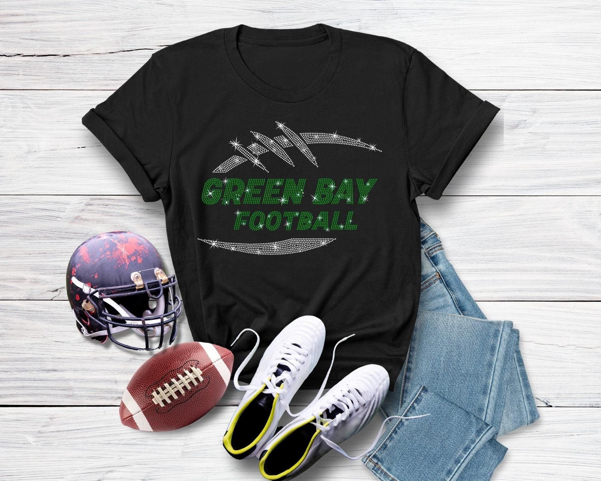Green Bay Rhinestone Football T-Shirt: Game Day Souvenir Main image