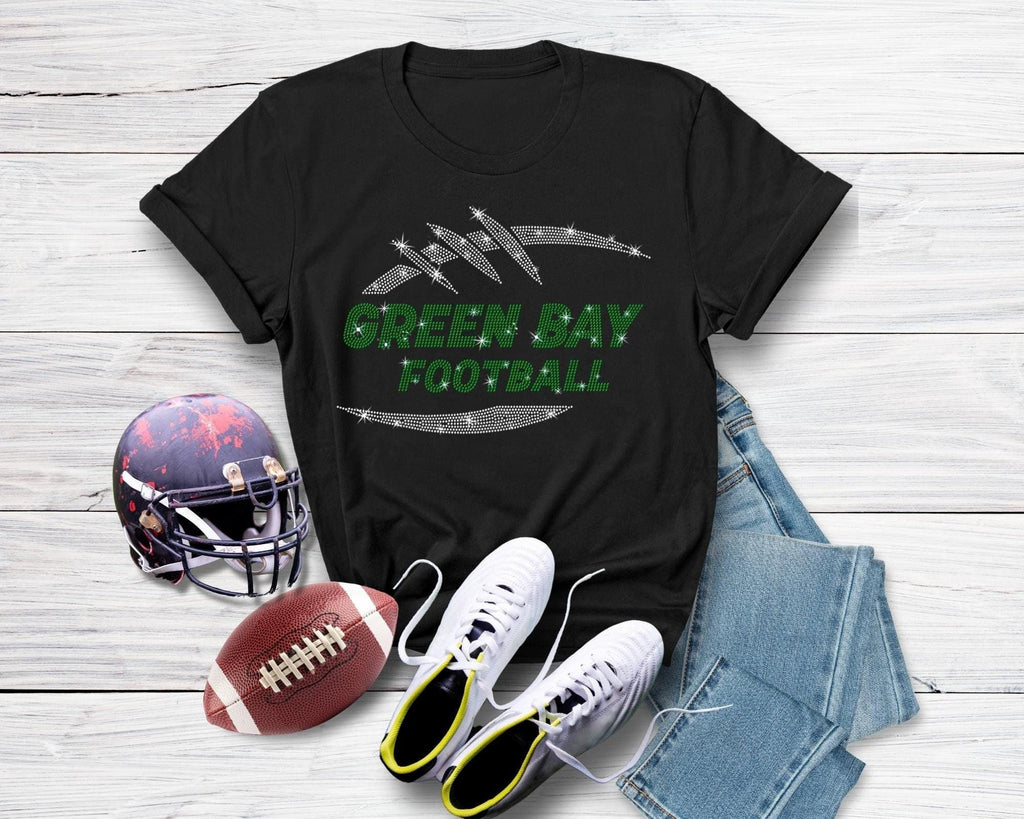 Green Bay Rhinestone Football T-Shirt: Game Day Souvenir