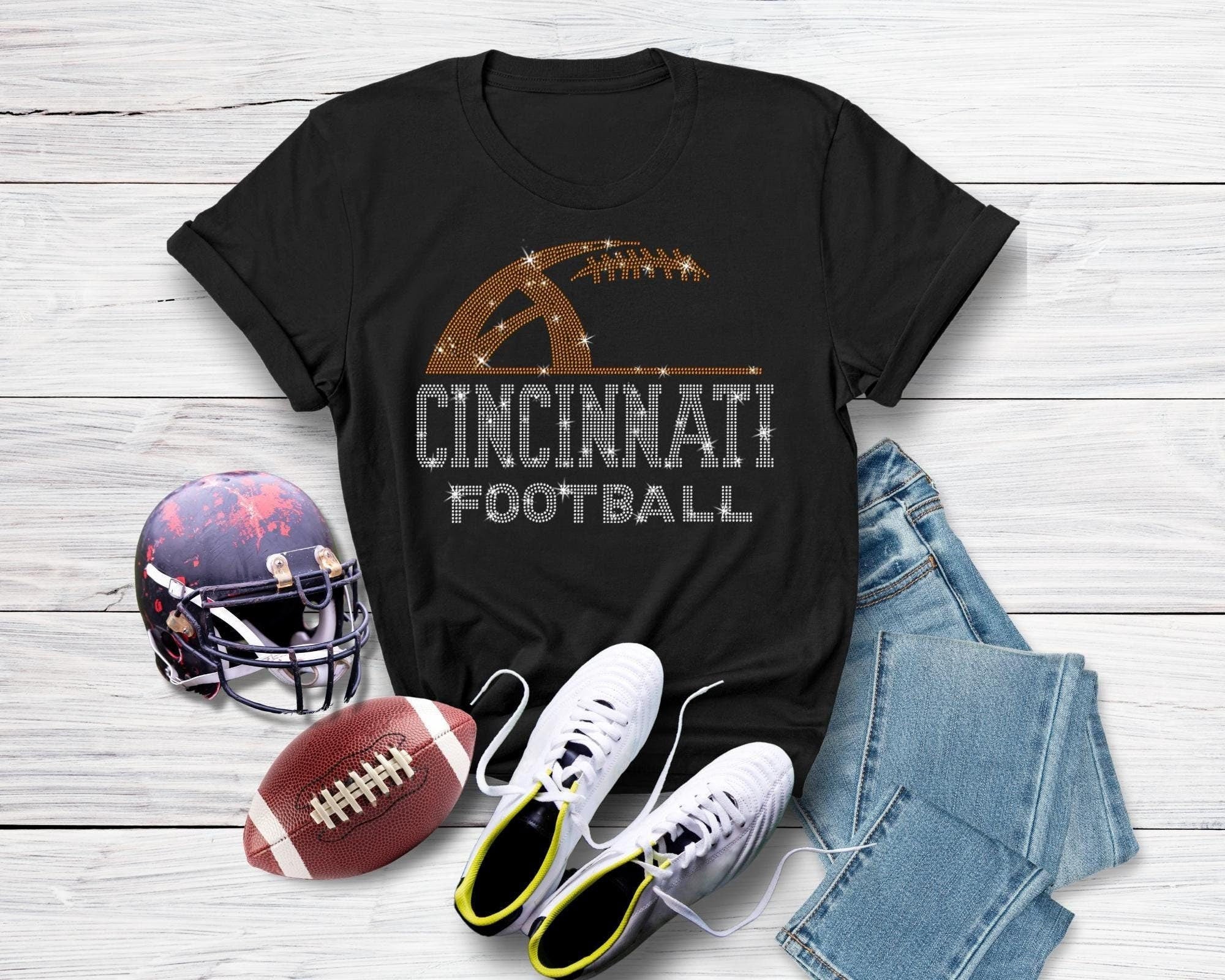 Cincinnati Rhinestone Football T-Shirt: Unique Game Day Apparel Main image