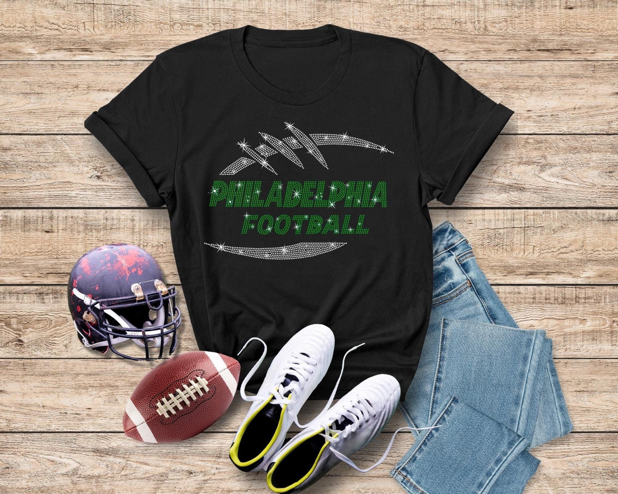Philadelphia Football Rhinestone T-Shirt: Game Day Tailgate Top