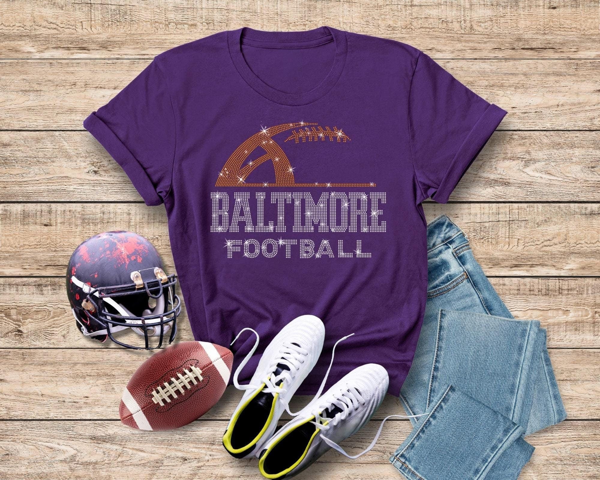 Baltimore Rhinestone Football T-Shirt: Trendy Game Day Shirt Main image