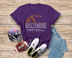 Baltimore Rhinestone Football T-Shirt: Trendy Game Day Shirt