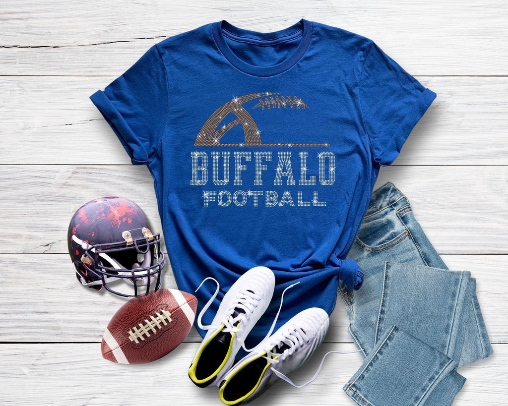 Buffalo Rhinestone Football T-Shirt: Sunday Game Day Outfit