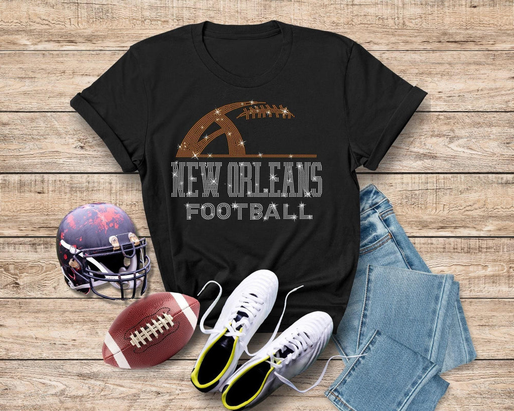 New Orleans Rhinestone Football T-Shirt: Trendy Game Day Shirt