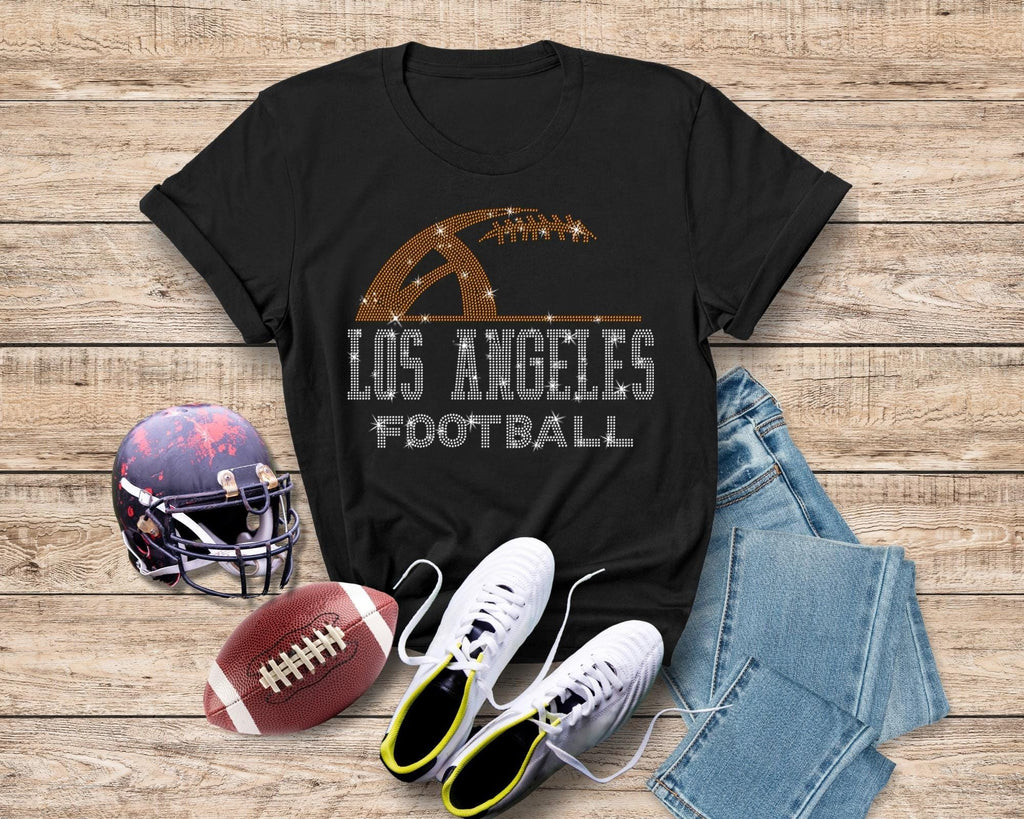 Los Angeles Rhinestone Football T-Shirt: Retro Game Day Unisex Tee