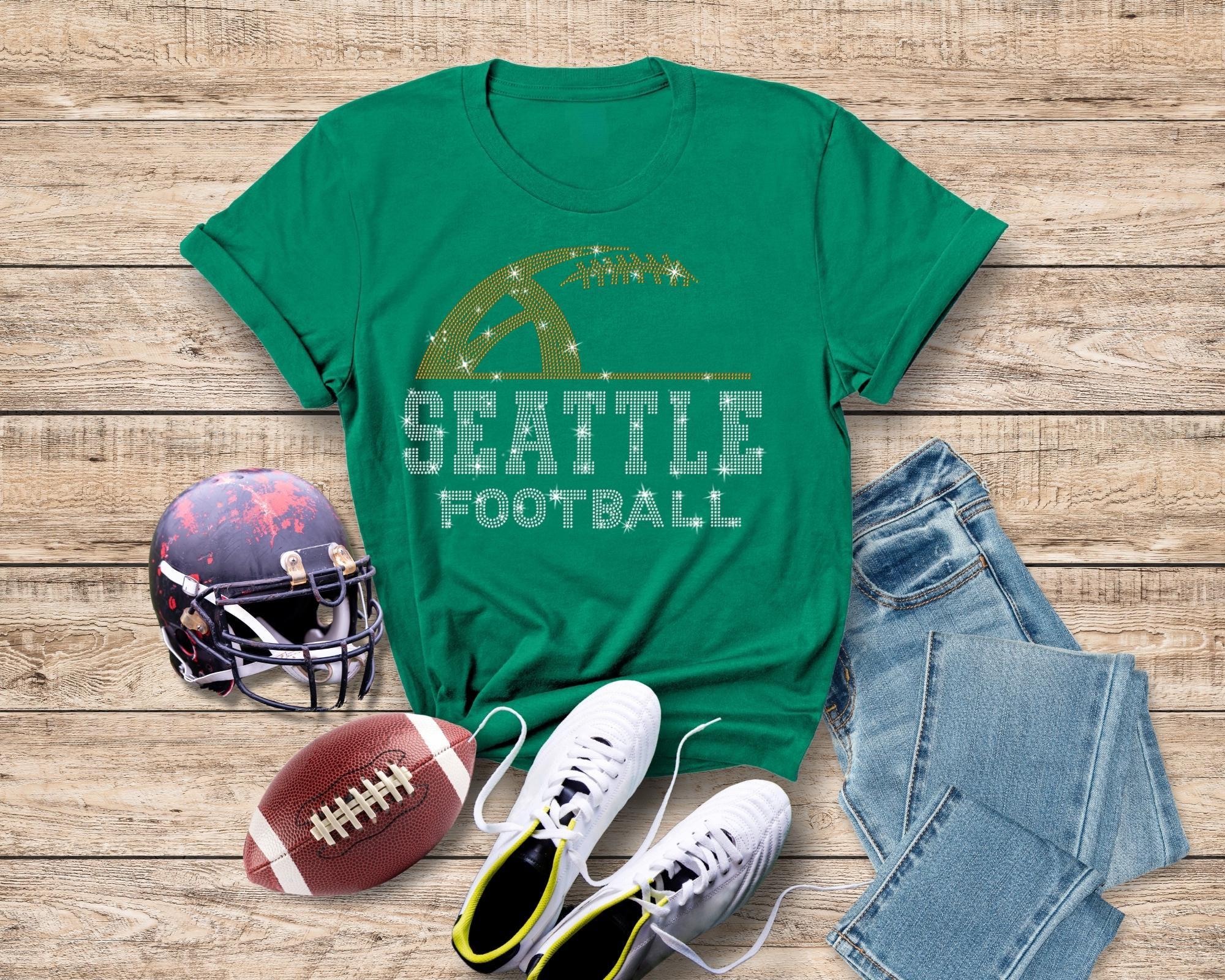 Seattle Rhinestone Football T-Shirt: Unisex Sport Tee
