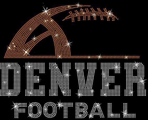 Denver Rhinestone Football T-Shirt: Soft Cotton Game Day Apparel