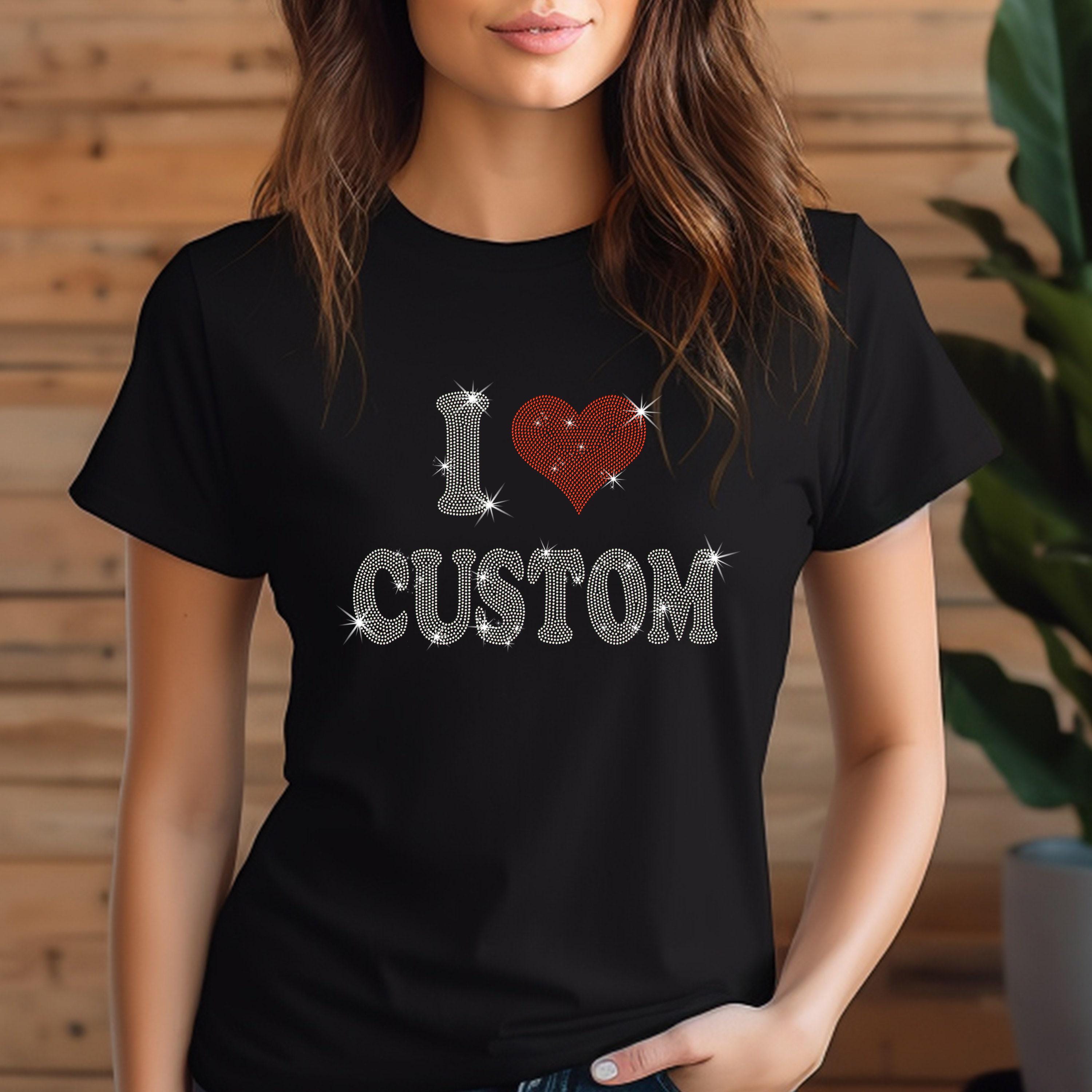 Custom Rhinestone T-Shirt: Personalized Text Tee