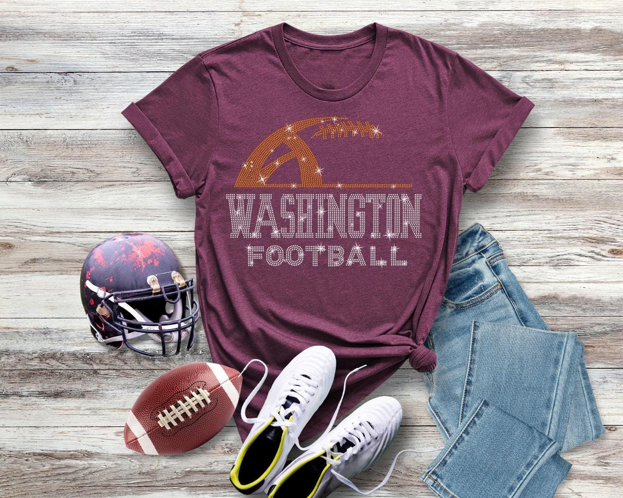 Washington Rhinestone Football T-Shirt: Comfort Colors Vintage Style Secondary image