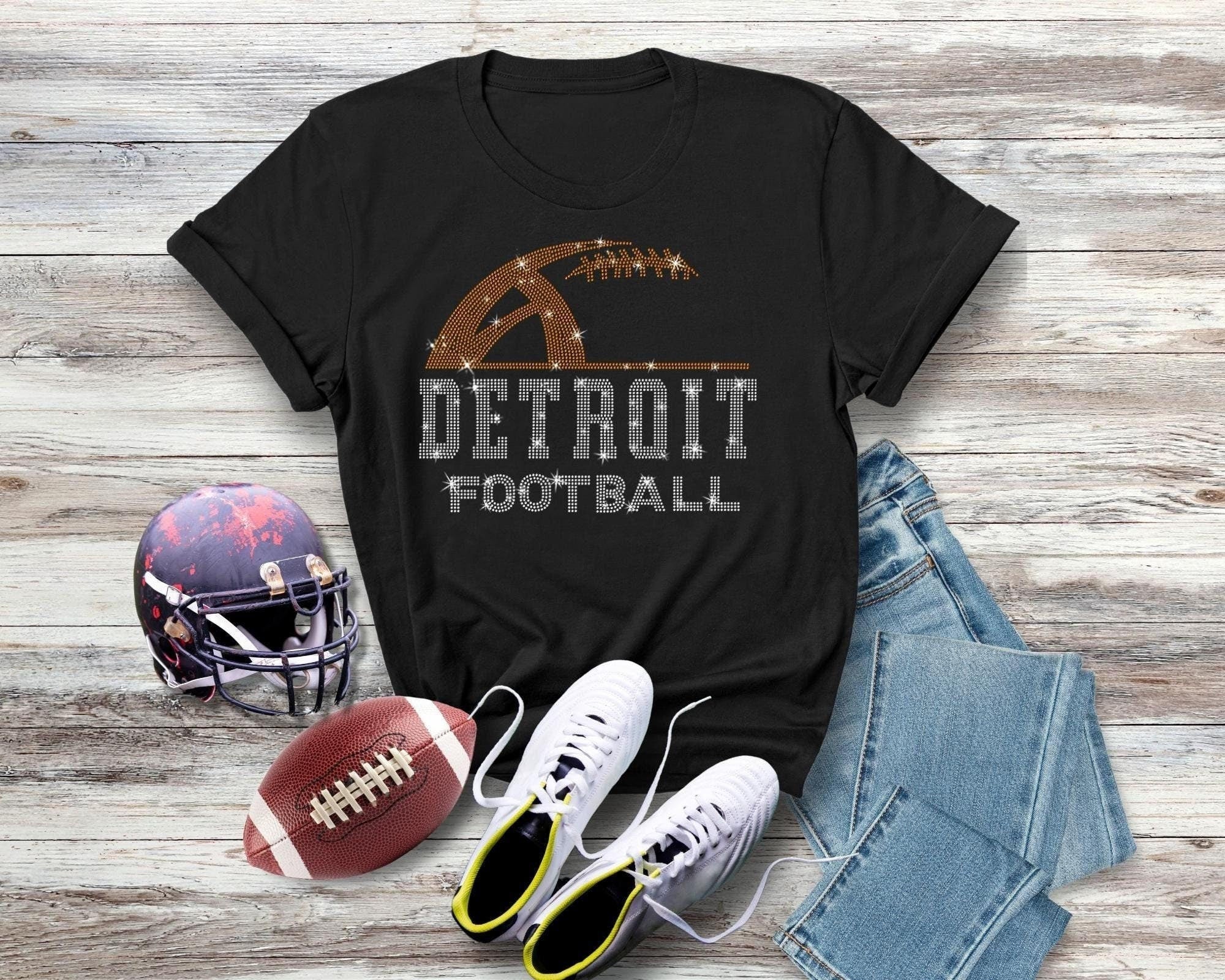 Detroit Rhinestone Football T-Shirt: Comfort Colors Vintage Style Main image