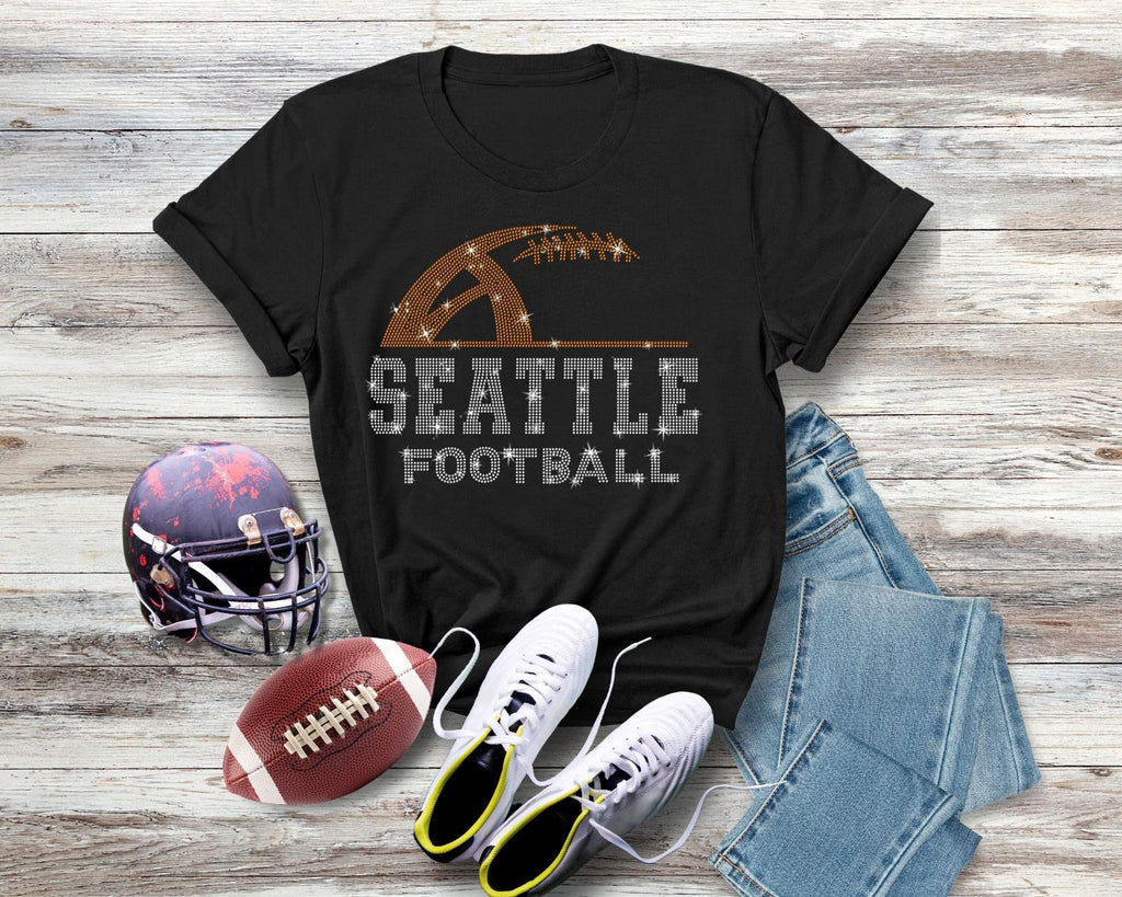 Seattle Rhinestone Football T-Shirt: Unisex Sport Tee
