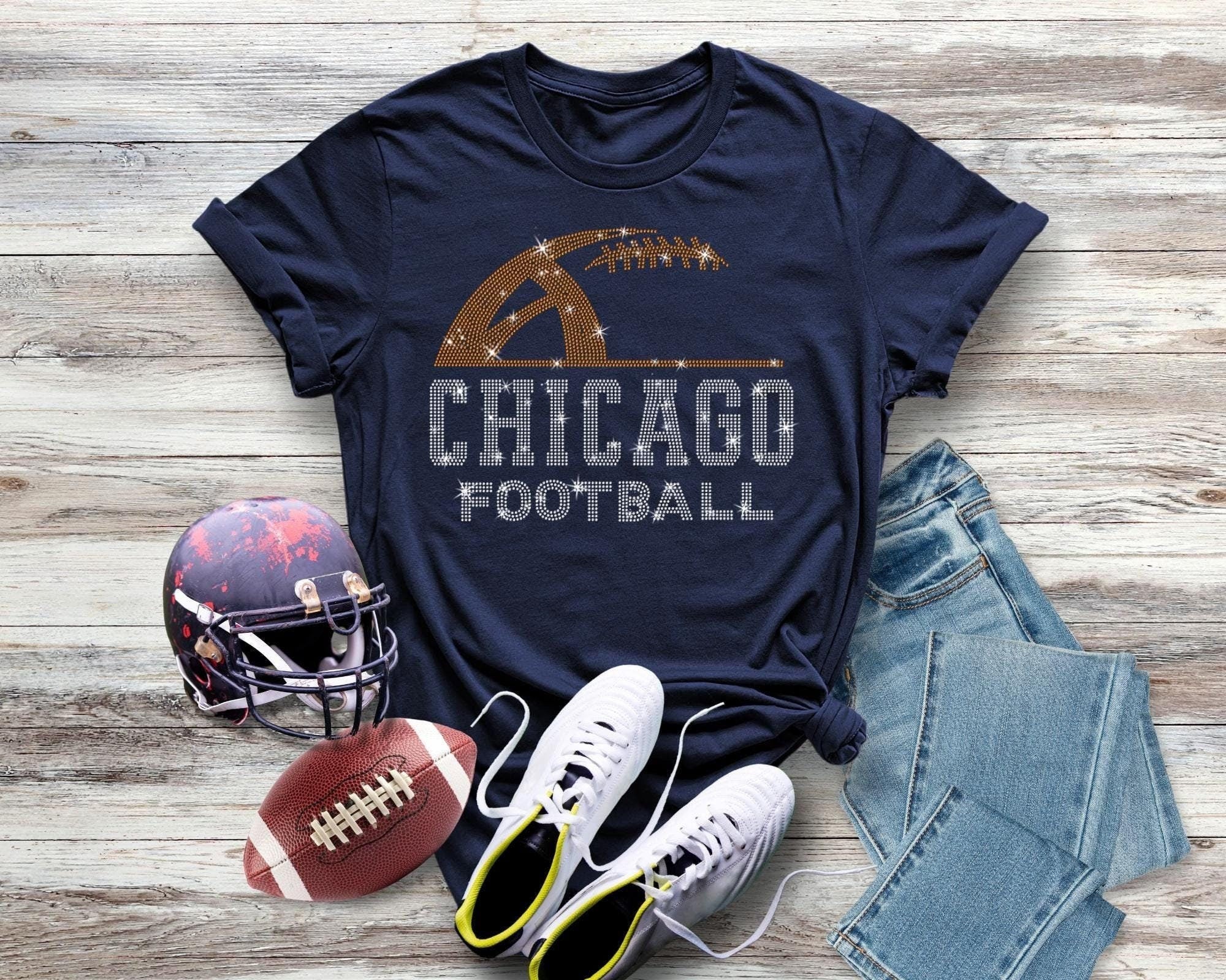 Chicago Rhinestone Football T-Shirt: Trendy Game Day Apparel