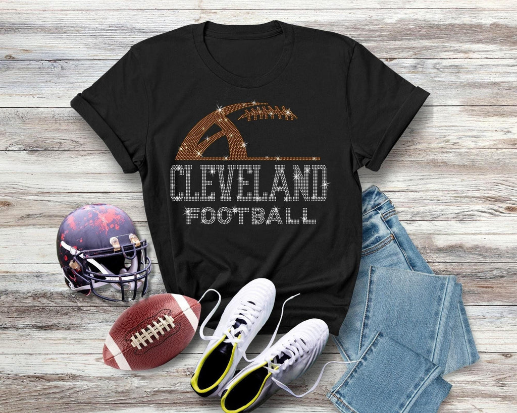 Cleveland Rhinestone Football T-Shirt: Retro Game Day Shirt