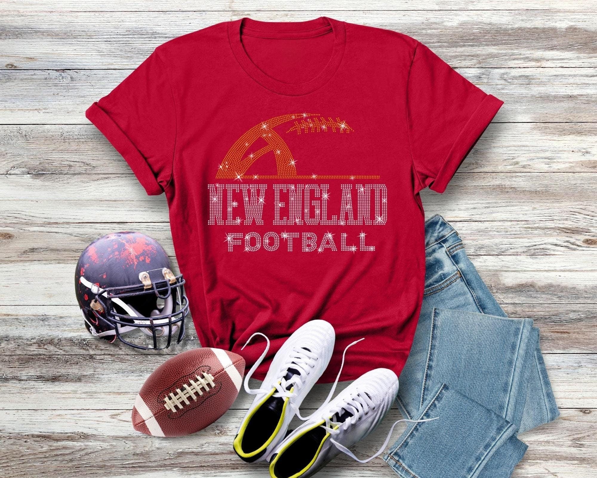 New England Rhinestone Football T-Shirt: Retro Game Day Shirt Secondary image
