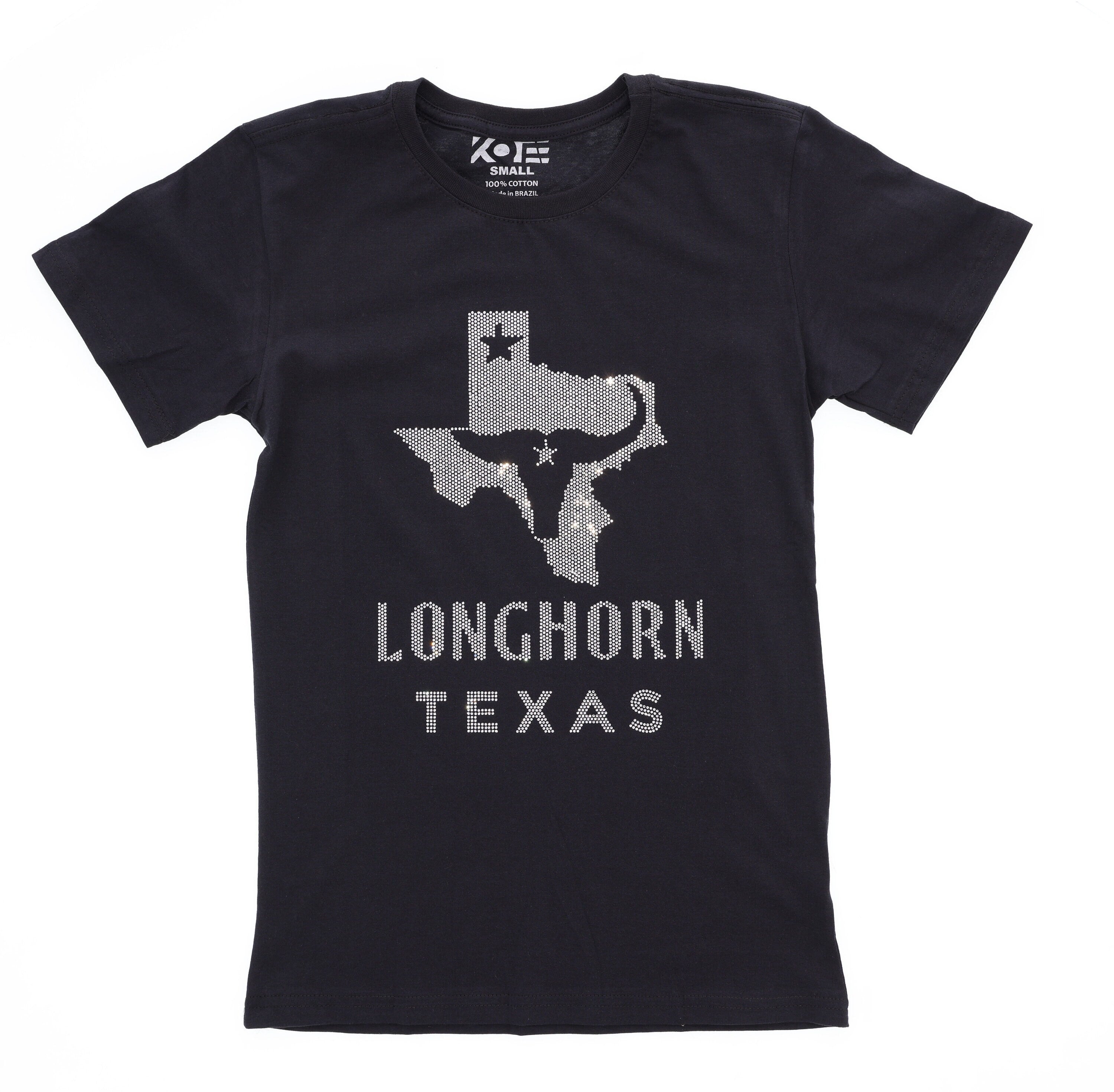 Texas Longhorn Rhinestone T-Shirt: Starry Boot Map, Bling Top Main image