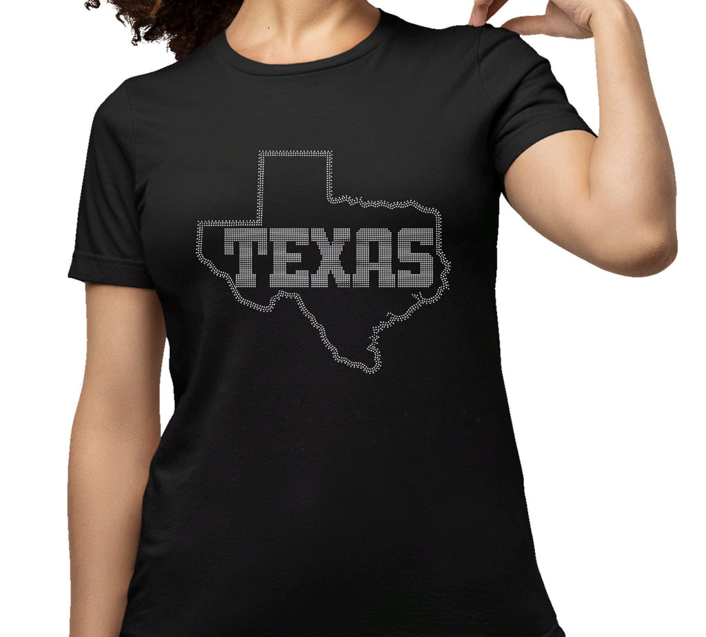 Texas Rhinestone T-Shirt: State Map Tee, Texan Pride