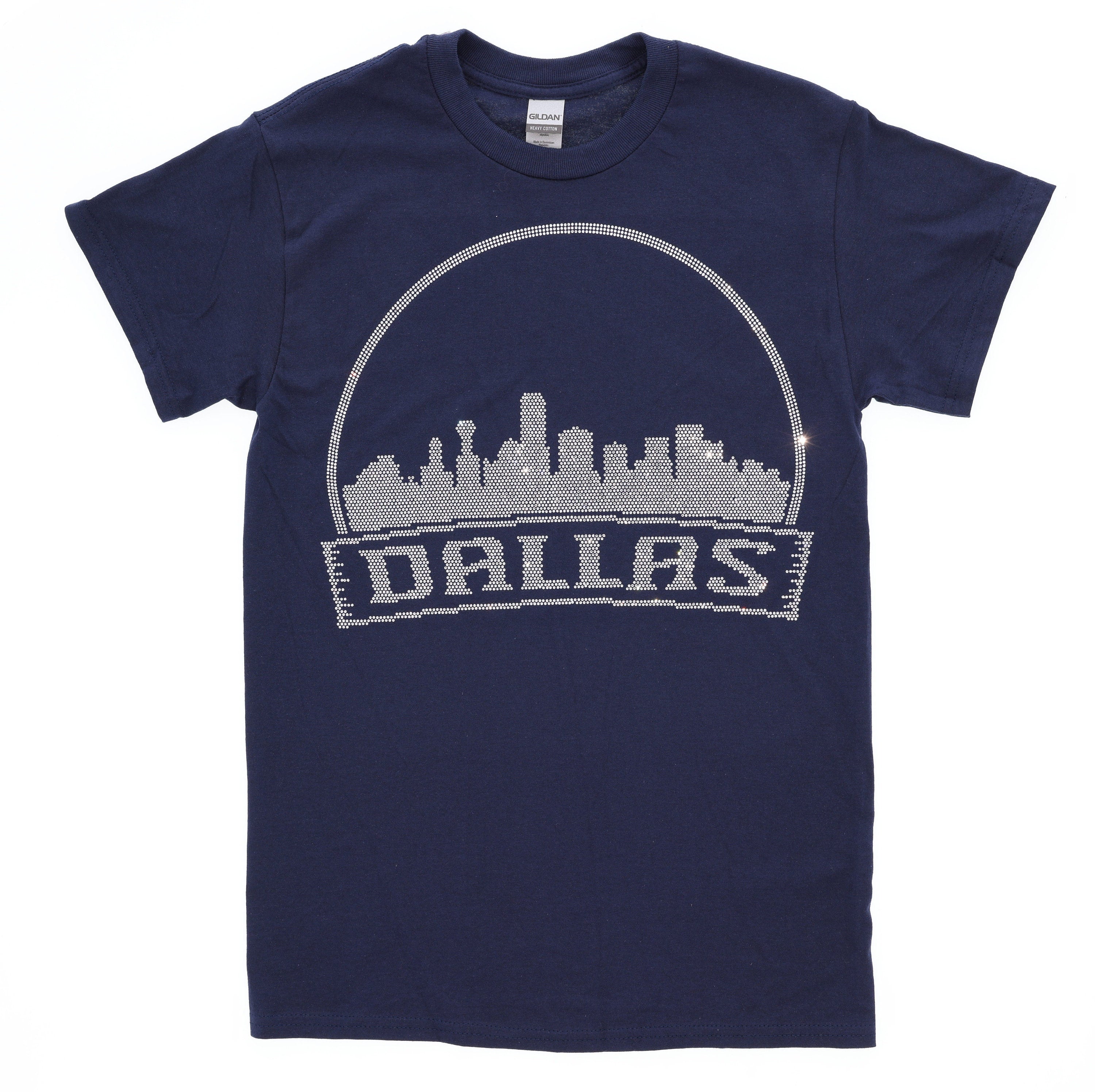 Dallas City Skyline Silhouette Rhinestone Bling T-Shirt, City souvenir Sweatshirt, Custom City Shirt, Aesthetic Vintage Western Tee-Shirt Main image