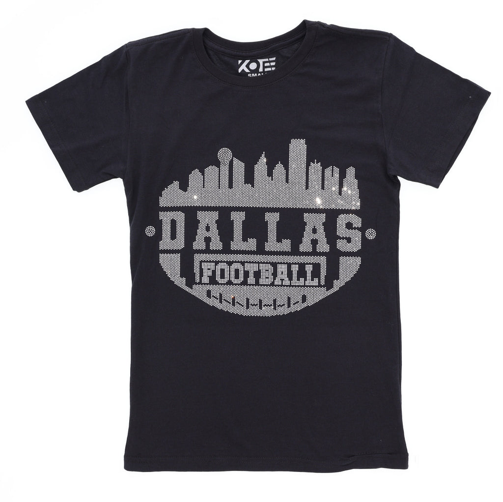 Dallas Football Rhinestone T-Shirt: City Silhouette Bling