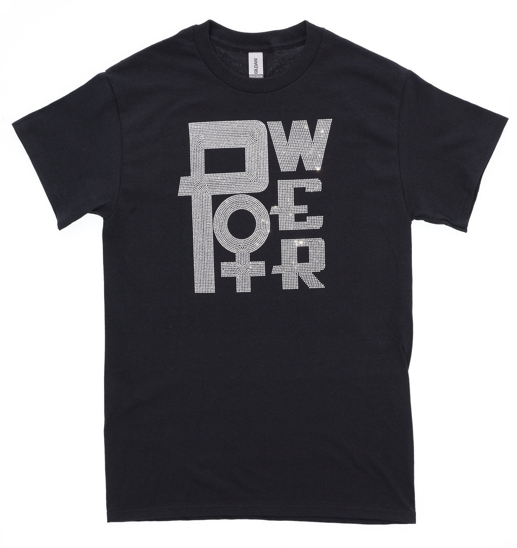 Rhinestone Woman Power T-Shirt: Inspirational Feminist Tee