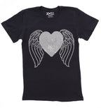 Rhinestone Angel Wings Heart T-Shirt: Memorial Apparel