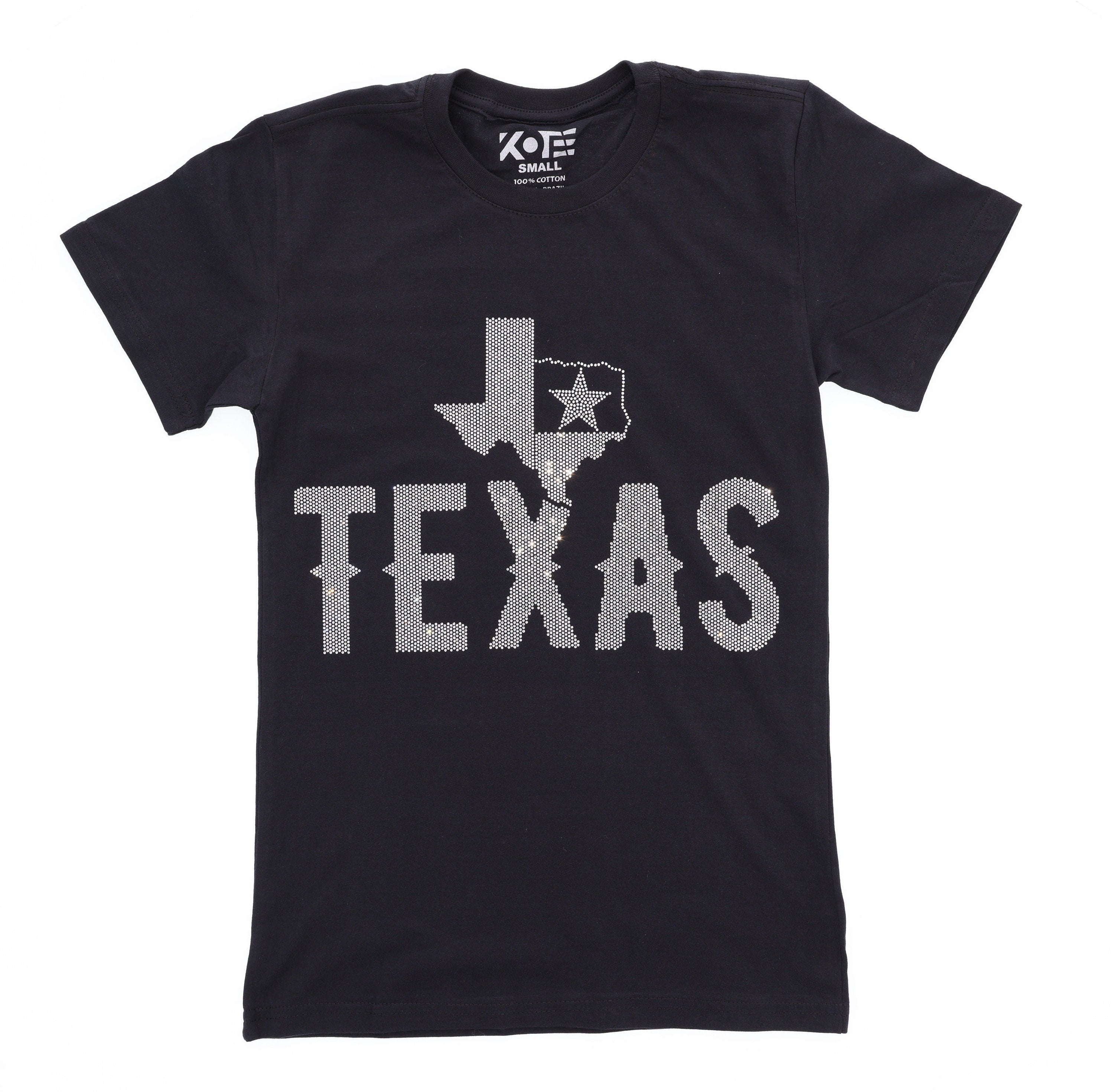Rhinestone Texas T-Shirt: State Map with Star, Western Tee