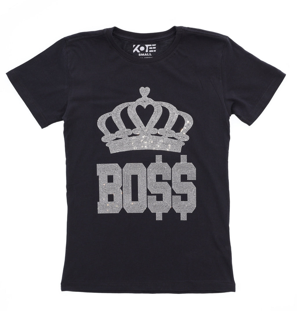 Rhinestone Crown Boss T-Shirt: Funny Boss Lady Gift