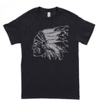 Native Indian Rhinestone Bling T-Shirt, Indian Chief Shirt, Tribal Warrior Tee, Gift for History Lovers, Indigenous Feather Headdress Shirt