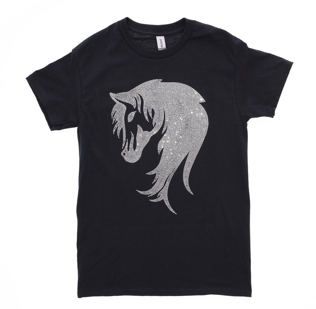 Horse Rhinestone T-Shirt, Horse Lovers Present, Unique Horse Riding Apparel, Social Club Tee-Shirt, Horse Riders Shirt for Men or Women