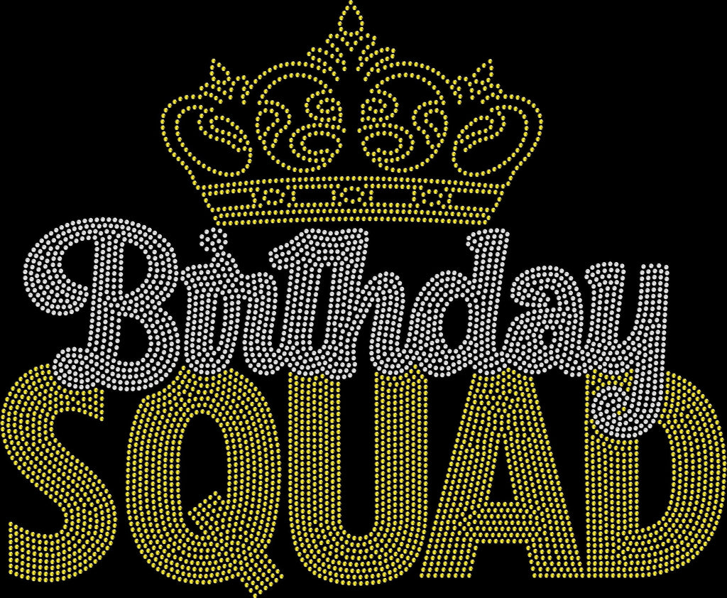 Glittering Rhinestone Birthday Squad Shirt: Party Crowned Matching Outfit