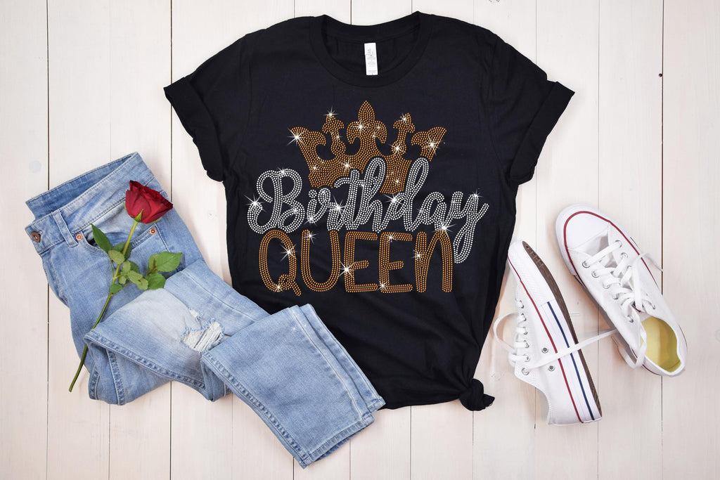 Birthday Queen Rhinestone Shirt: Birthday Squad Matching Outfit