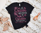 October Birthday Queen Rhinestone T-Shirt: Sparkling Crown Tee