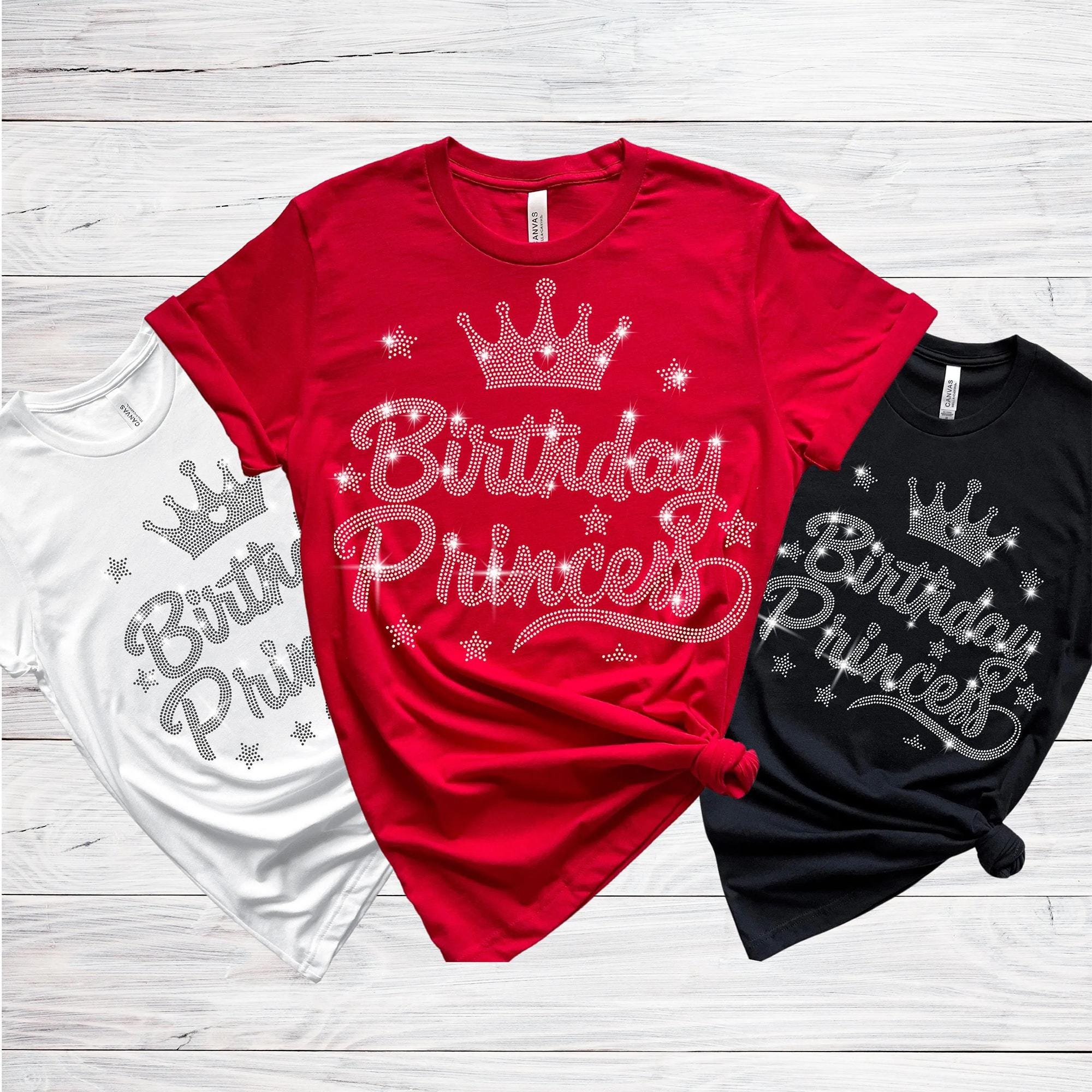 Princess Birthday Rhinestone Shirt: Retro Birthday Bling Top