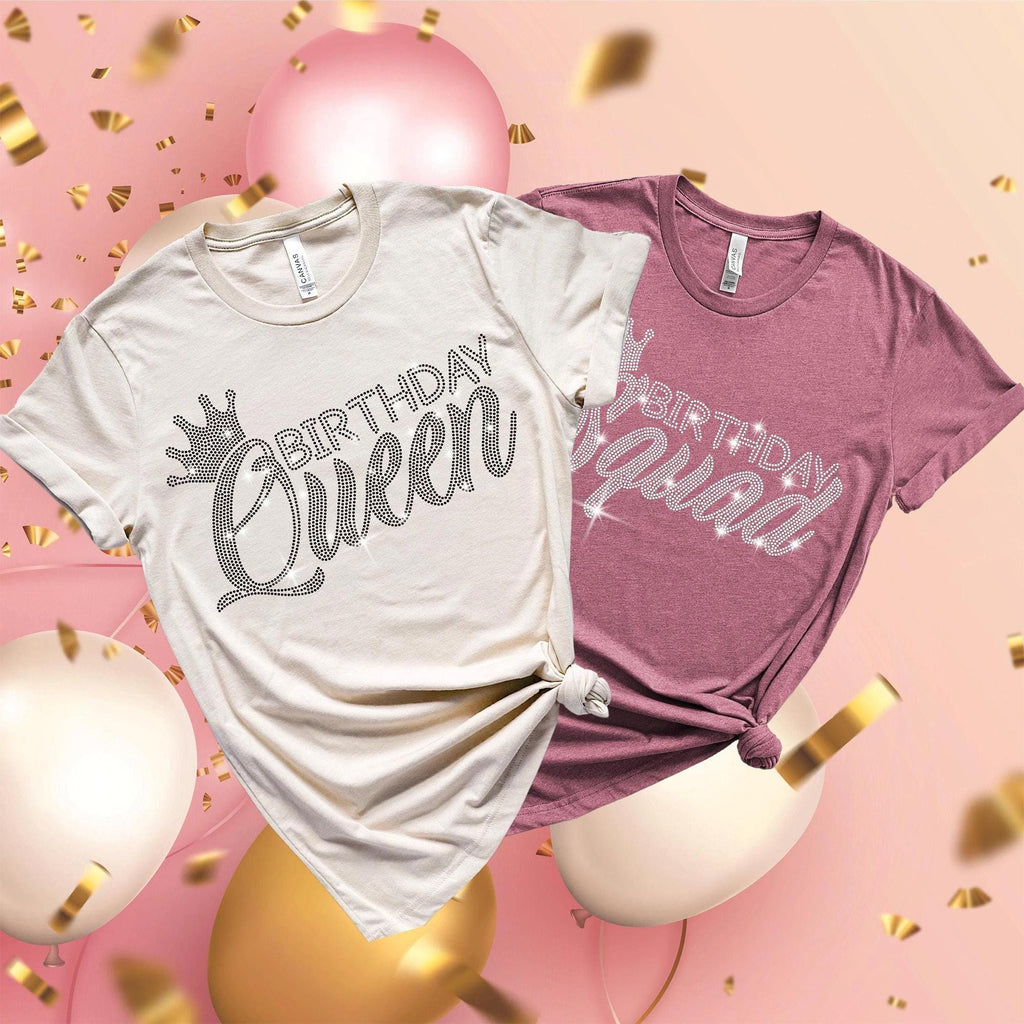 Birthday Queen Rhinestone Shirt: Glittering Squad Celebration Tee