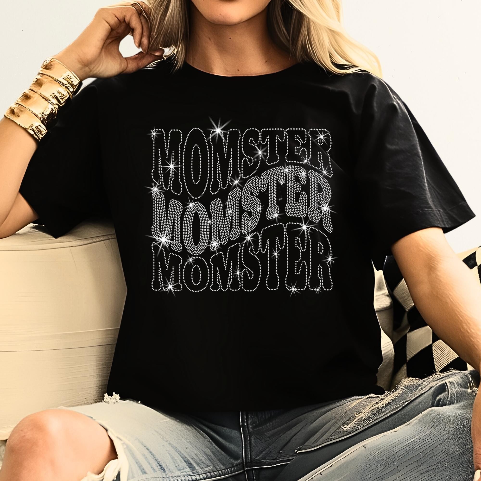 Momster Rhinestone T-Shirt: Funny Halloween Ghost Mama Tee