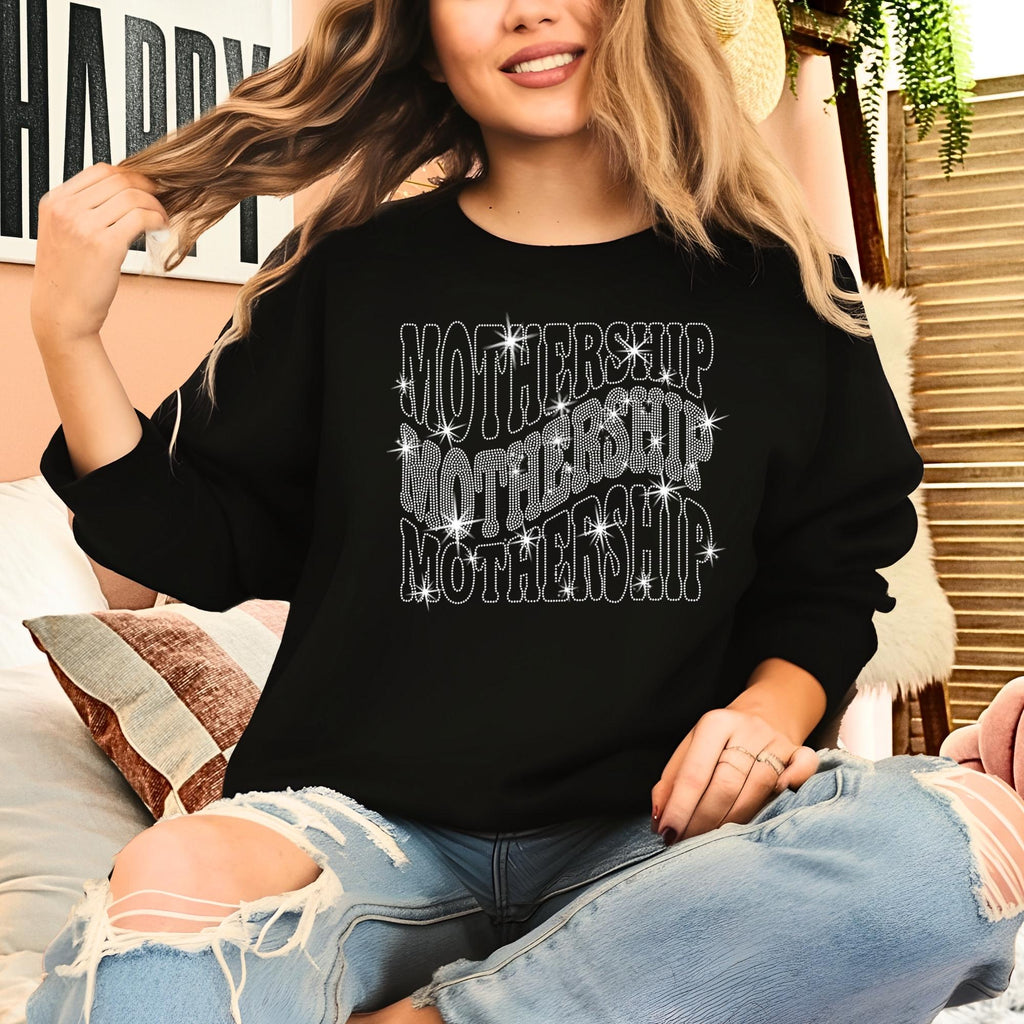 Mothership Rhinestone T-Shirt: Vintage Mom Life Tee