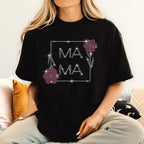 Boxed Floral Mama Rhinestone T-Shirt, Best Mom Ever Gift for New Mom, Women's Birthday & Mothers Day Vibes Tee-Shirt, Strong Mom Sweatshirt